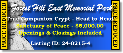 True Companion Crypt $5K! Forest Hill East Memorial Park Memphis, TN Sanctuary of Peace #cemeteryexchange 24-0215-4