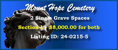 2 Single Grave Spaces $8K! Mount Hope Cemetery Franklin, TN Section L #cemeteryexchange 24-0215-5