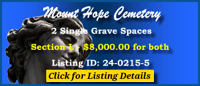 2 Single Grave Spaces $8K! Mount Hope Cemetery Franklin, TN Section L #cemeteryexchange 24-0215-5