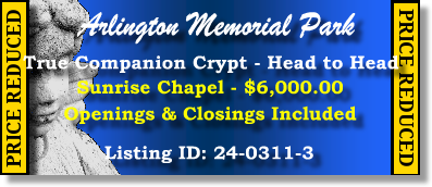 True Companion Crypt $6K! Arlington Memorial Park Sandy Springs, GA Sunrise Chapel #cemeteryexchange 24-0311-3