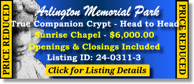 True Companion Crypt $6K! Arlington Memorial Park Sandy Springs, GA Sunrise Chapel #cemeteryexchange 24-0311-3