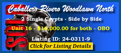 2 Crypts $16K! Caballero Rivero Woodlawn North Miami, FL Main Mausoleum #cemeteryexchange 24-0311-9