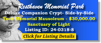 Deluxe Companion Crypt $30K! Resthaven Memorial Park Lubbock, TX Tech Memorial The Cemetery Exchange 24-0318-8