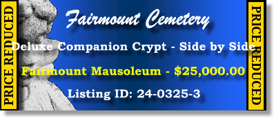 Deluxe Companion Crypt $25K! Fairmount Cemetery Denver, CO Fairmount Mausoleum #cemeteryexchange 24-0325-3