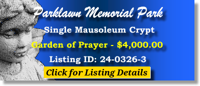 Single Crypt $4K! Parklawn Memorial Park Hampton, VA Prayer The Cemetery Exchange 24-0326-3