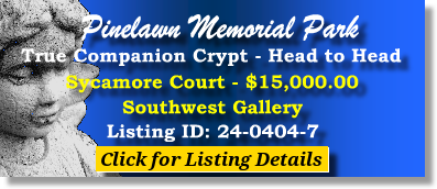 True Companion Crypt $15K! Pinelawn Memorial Park Farmingdale Sycamore Court The Cemetery Exchange 24-0404-7