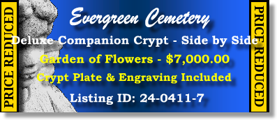 Deluxe Companion Crypt $7K! Evergreen Cemetery Louisville, KY Flowers #cemeteryexchange 24-0411-7