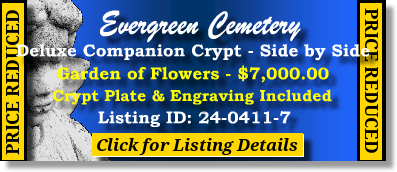 Deluxe Companion Crypt $7K! Evergreen Cemetery Louisville, KY Flowers #cemeteryexchange 24-0411-7