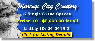 6 Single Grave Spaces $3K! Marengo City Cemetery Marengo, IL Section 10 #cemeteryexchange 24-0419-3