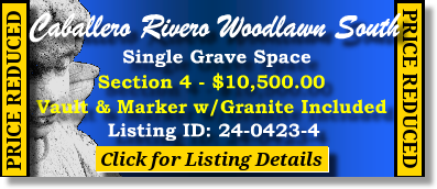 Single Grave Space $10500! Caballero Rivero Woodlawn South Miami, FL Section 4 #cemeteryexchange 24-0423-4