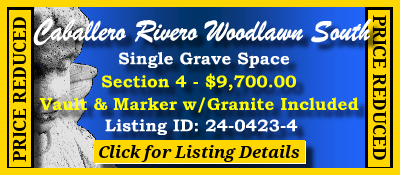 Single Grave Space $9700! Caballero Rivero Woodlawn South Miami, FL Section 4 #cemeteryexchange 24-0423-4