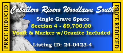 Single Grave Space $9700! Caballero Rivero Woodlawn South Miami, FL Section 4 #cemeteryexchange 24-0423-4