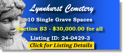 10 Single Grave Spaces $30K! Lynnhurst Cemetery Knoxville, TN Section B3 #cemeteryexchange 24-0429-3