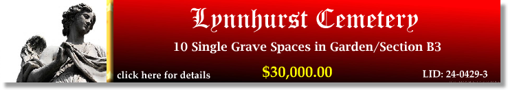 10 Single Grave Spaces $30K! Lynnhurst Cemetery Knoxville, TN Section B3 The Cemetery Exchange 24-0429-3