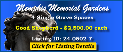 4 Single Grave Spaces $1Kea! Memphis Memorial Gardens Bartlett, TN Good Shepherd #cemeteryexchange 24-0502-7