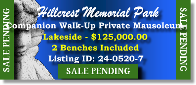 Companion Private Mausoleum $125K! Hillcrest Memorial Park Dallas,TX Lakeside #cemeteryexchange 24-0520-7