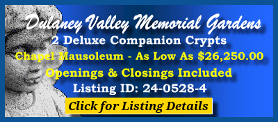 2 Deluxe Companion Crypts $30Kea! Dulaney Valley Memorial Gardens Timonium, MD Mausoleum Circle #cemeteryexchange 24-0528-4