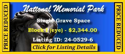 Single Grave Space $2344! National Memorial Park Falls Church, VA Block I #cemeteryexchange 24-0529-6