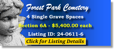 4 Single Grave Spaces $5400ea! Forest Park Cemetery The Woodlands, TX Section 6A The Cemetery Exchange 24-0611-6