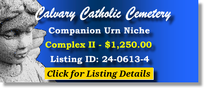 Companion Urn Niche $1250! Calvary Catholic Cemetery Clearwater, FL Complex II The Cemetery Exchange 24-0613-4