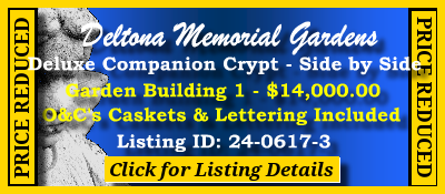 Deluxe Companion Crypt $14K! Deltona Memorial Gardens Orange City, FL Bldg 1 #cemeteryexchange 24-0617-3