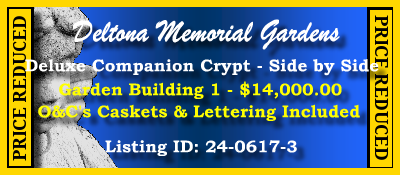 Deluxe Companion Crypt $14K! Deltona Memorial Gardens Orange City, FL Bldg 1 #cemeteryexchange 24-0617-3