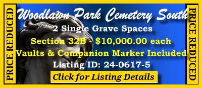 2 Single Grave Spaces $10Kea! Caballero Rivero Woodlawn South Miami, FL Section 32B #cemeteryexchange 24-0617-5