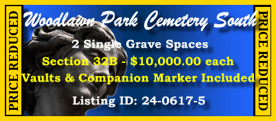 2 Single Grave Spaces $10Kea! Caballero Rivero Woodlawn South Miami, FL Section 32B #cemeteryexchange 24-0617-5