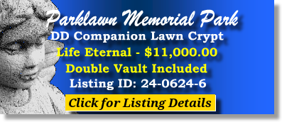 DD Companion Lawn Crypt $11K! Parklawn Memorial Park Rockville, MD Life Eternal #cemeteryexchange 24-0624-6