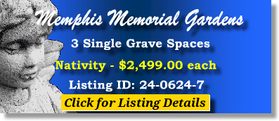 3 Single Grave Spaces $2499ea! Memphis Memorial Gardens Bartlett, TN Nativity #cemeteryexchange 24-0624-7