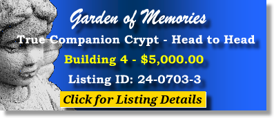 True Companion Crypt $5K! Garden of Memories Township of Washington, NJ Bldg 4 #cemeteryexchange 24-0703-3