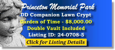 DD Companion Lawn Crypt $8K! Princeton Memorial Park Robbinsville, NJ Time #cemeteryexchange 24-0708-5