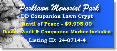 DD Companion Lawn Crypt $9995! Parklawn Memorial Park Rockville, MD Anvil of Peace #cemeteryexchange 24-0714-4