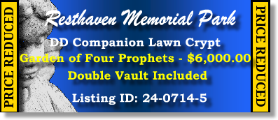 DD Companion Lawn Crypt $6K! Resthaven Memorial Park Lubbock TX Prophets #cemeteryexchange 24-0714-5