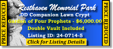 DD Companion Lawn Crypt $6K! Resthaven Memorial Park Lubbock TX Prophets #cemeteryexchange 24-0714-5