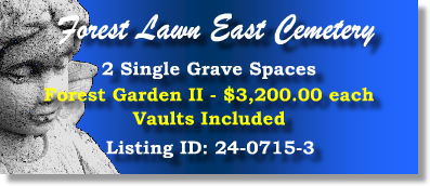 2 Single Grave Spaces $3200ea! Forest Lawn East Cemetery Matthews, NC Forest Garden II #cemeteryexchange 24-0715-3