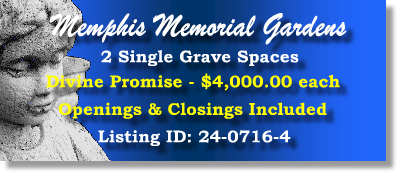 2 Single Grave Spaces $4Kea! Memphis Memorial Gardens Bartlett, TN Divine Promise #cemeteryexchange 24-0716-4