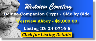 Deluxe Companion Crypt $9K! Westview Cemetery Atlanta, GA Abbey #cemeteryexchange 24-0716-6