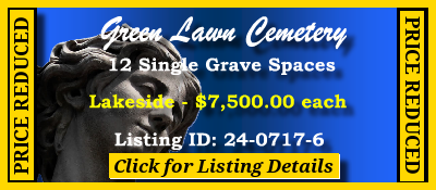 12 Single Grave Spaces $7500ea! Green Lawn Cemetery Roswell, GA Lakeside #cemeteryexchange 24-0717-6