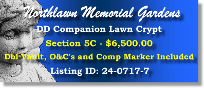 DD Companion Lawn Crypt $6500! Northlawn Memorial Gardens Peninsula, OH Section 5C #cemeteryexchange 24-0717-7