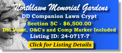 DD Companion Lawn Crypt $6500! Northlawn Memorial Gardens Peninsula, OH Section 5C #cemeteryexchange 24-0717-7