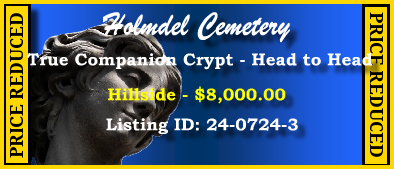 True Companion Crypt $8K! Holmdel Cemetery Holmdel, NJ Hillside #cemeteryexchange 24-0724-3