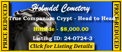 True Companion Crypt $8K! Holmdel Cemetery Holmdel, NJ Hillside #cemeteryexchange 24-0724-3