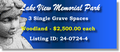 3 Single Grave Spaces $2500ea! Lake View Memoria Park Oshkosh, WI Woodland #cemeteryexchange 24-0724-4