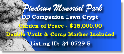 DD Companion Lawn Crypt $15K! Pinelawn Memorial Park Farmingdale, NY Peace #cemeteryexchange 24-0729-5