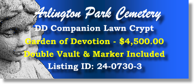 DD Companion Lawn Crypt $4500! Arlington Park Cemetery Jacksonville, FL Devotion #cemeteryexchange 24-0730-3