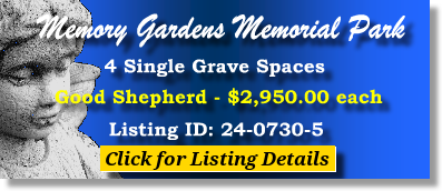 4 Single Grave Spaces $2950ea! Memory Gardens Memorial Park Las Vegas, NV Good Shepherd #cemeteryexchange 24-0730-5