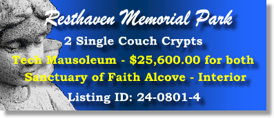 2 Single Couch Crypts $25600! Resthaven Memorial Park Lubbock, TX Tech Mausoleum #cemeteryexchange 24-0801-4