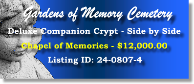 Deluxe Companion Crypt $12K! Gardens of Memory Cemetery Muncie, IN Chapel of Memories #cemeteryexchange 24-0807-4