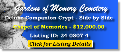 Deluxe Companion Crypt $12K! Gardens of Memory Cemetery Muncie, IN Chapel of Memories #cemeteryexchange 24-0807-4